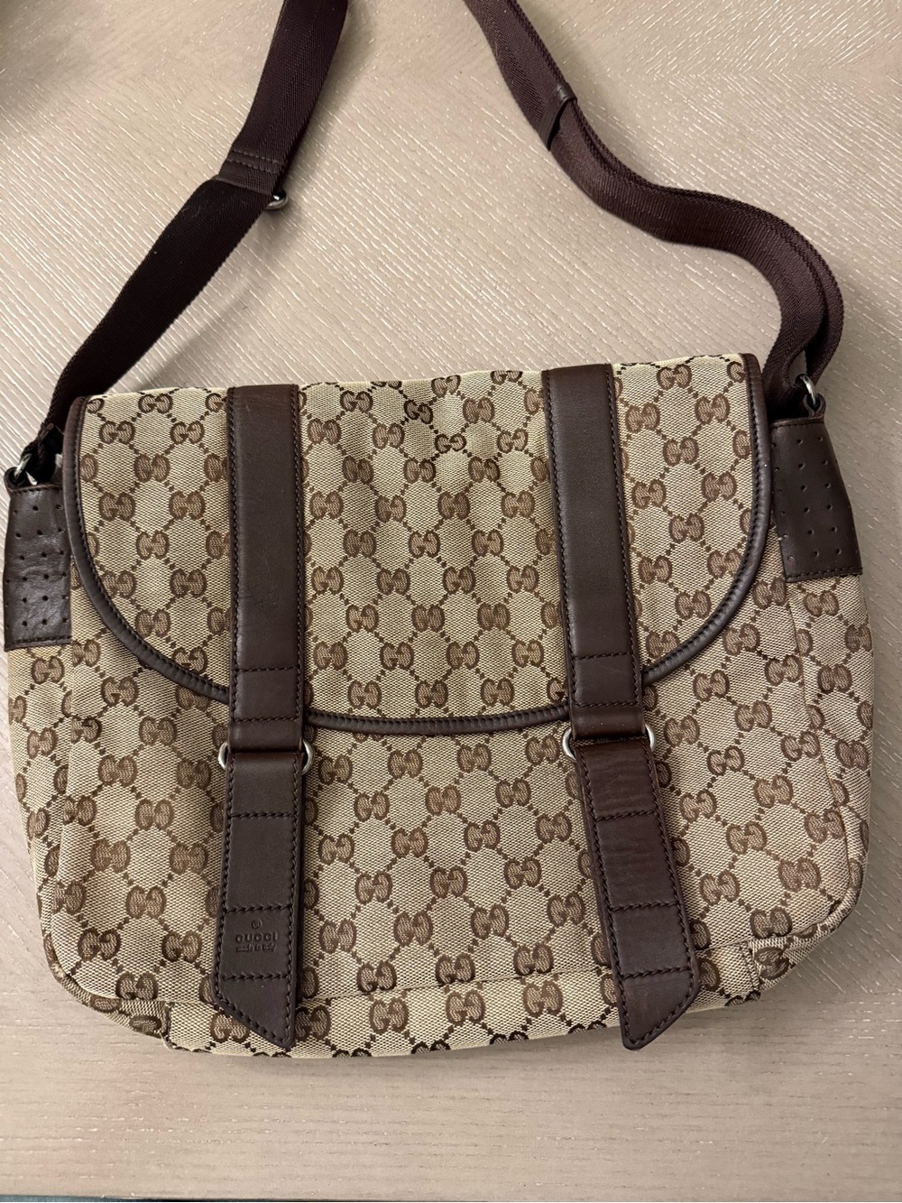 Gucci Brown & Tan GG Canvas Crossbody Messenger